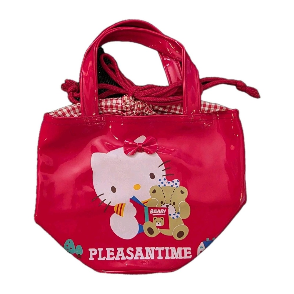 Vintage Hello Kitty Retro Sanrio Vinyl Bag Purse Red Pleasantime Showa Japan